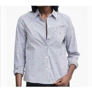 Banana Republic Quinn Boy Lip Print Striped Shirt  Sz XS